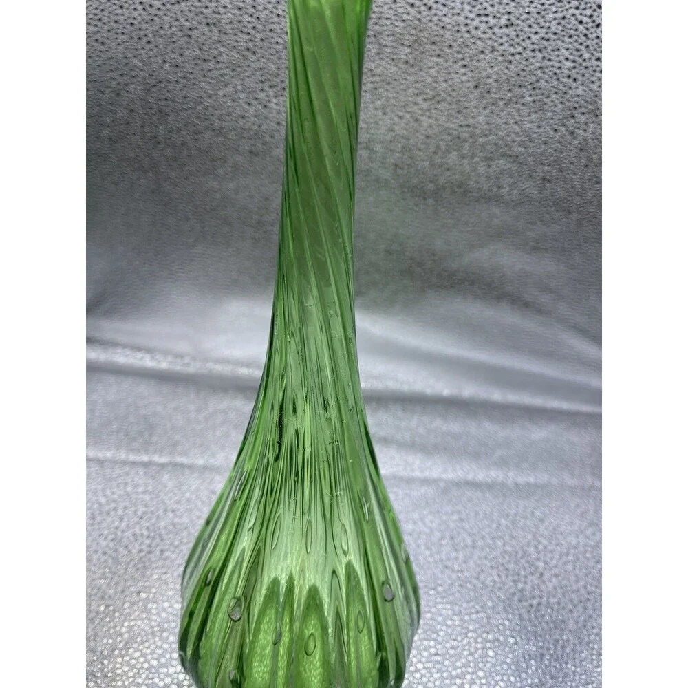 Vintage Hand Blown Murano Green Glass 12